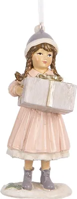 Produktbild von Clayre & Eef Weihnachtsanhänger Kind 11 cm Rosa Kunststoff