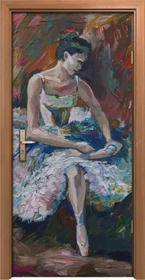 Produktbild von Türposter 90x200 cm Türaufkleber Türtapete Türfolie Klebefolie groß Malerei Frau Ballerina