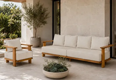 Productafbeelding van Gartenlounge Set 4-Sitzer Sofa Sessel Beige Kissen Elegant