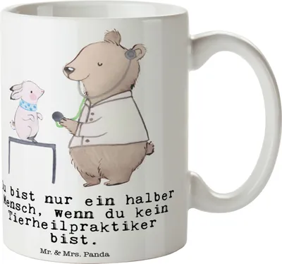 Produktbild von Mr. & Mrs. Panda Kaffeetasse Tierheilpraktiker Herz - Weiß - Geschenk, Becher, schöne tasse, Teetasse, Trinkbecher