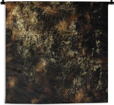 Produktbild von MuchoWow® Wandteppich Wandbehang Gold - Schwarz - Abstrakt 120x120 cm Tapisserie Dekoration Wandtuch - Modern - Baumwollgewebe