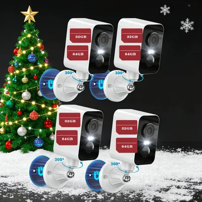 Image de 2K 3MP caméra de surveillance extérieure avec spotlights WiFi PTZ caméra IP extérieure avec détection de personnes 32&64GB