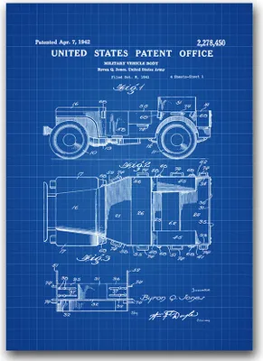 Produktbild von Poster - Canvas - Leinwand - 59,4 cm x 84,1 cm - Fotoposter - Leinwandkunst - Das US-Patent Fahrzeug
