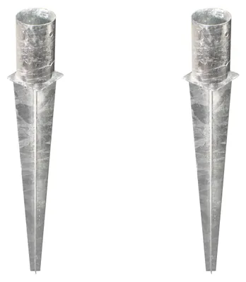 Image de Alberts, 2 supports de fixation pour poteaux ronds, diamètre 121 mm, longueur 750 mm, galvanisés à chaud, pour encastrement dans le béton