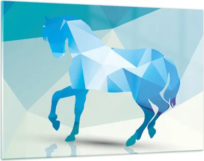 Produktbild von Bilder auf glas - Pferd Illustration modern Grafik - 120x80cm - Glasbilder - Wandbilder - Kunstdruck - zum Aufhängen bereit - Wanddekoration aus Glas - Glas Bilder - Wandbild auf Glas - GAA120x80-2814