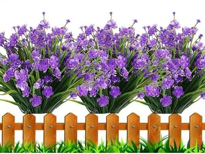 Immagine prodotto di Fiori artificiali per esterni - Verde - Plastica - Resistenti ai raggi UV - Piante rampicanti - Decorazioni per giardino e casa (Viola)