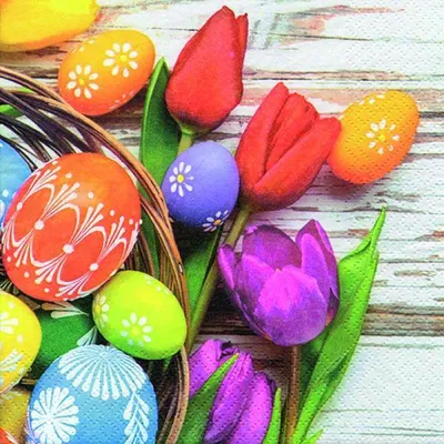 Produktbild von 20 Servietten Ostern Tulpen Frühling Osterei Easter 33x33