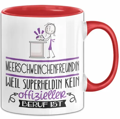 Produktbild von Meerschweinchenfreundin Geschenk Tasse Lustiger Spruch Meerschweinchenfreundin Weil Superheldin Kein Offizieller Beruf Ist Geschenkidee (Rot)
