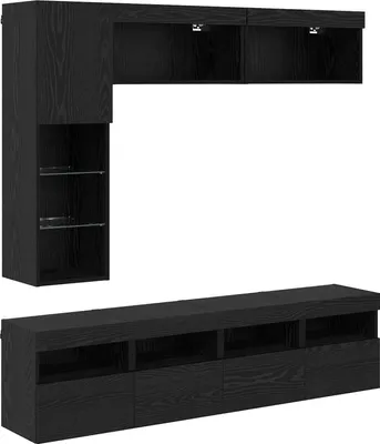 Produktbild von vidaXL TV-Schränk 7 stk. Schwarz Eichen-Optik Holzwerkstoff