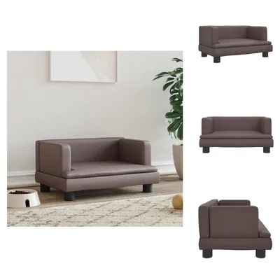 Zdjęcie produktu dla vidaXL Legowisko dla psa brązowe 60x40x30 cm imitacja skóry  - Legowiska dla psów