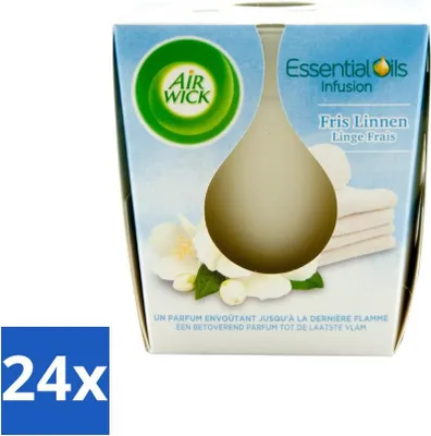 Produktbild von Air Wick – Duftkerze – Frische Wäsche mit ätherischen Ölen – 105 g - Vorteilspack - 24 Stücke