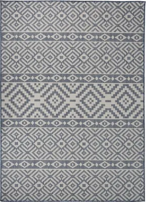 Image de Tapis à tissage plat d'extérieur 200x280 cm Rayures bleues