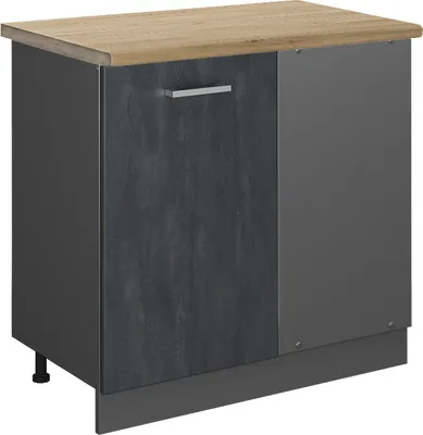 Produktbild von Eckunterschrank Vicco R-Line Schwarz Beton 86 cm AP Eiche, Model 47607