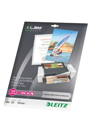 Image de Leitz 7482-00-00 7482 Film de plastification - A4, UDT, 125 mic., 25 pièces, transparent