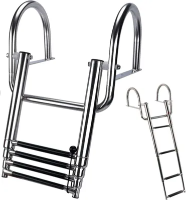 Image de Échelle de bain pliable en acier inoxydable avec 4 marches - Échelle télescopique pour marine