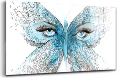 Produktbild von 120x60 - Bilder auf glas - Einteilig - Wanddekoration - Glas Bilder - Gesicht einer Frau in der Form eines Schmetterlings abstrakt