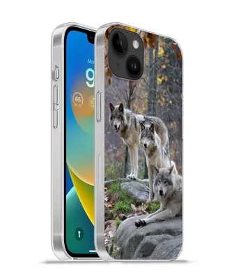 Produktbild von MuchoWow® Handyhülle Schutzhülle Hülle für Apple iPhone 14 Plus - Soft case Wölfe - Fels - Wald Silikon Softcase Handy Hülle - Abbildung