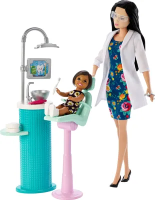 Zdjęcie produktu dla Lalka dentystka Barbie (brunetka) i zestaw do zabawy