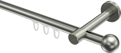 Produktbild von Interdeco Innenlaufstange / Gardinenstange mit Innenlauf Edelstahl-Optik, Typ Sinux Puros (Kugel), 16 mm Ø 1-läufig, 200 cm