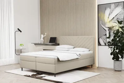 Produktbild von Kaiser Möbel Boxspringbett 180x200 mit bettkasten und matratze+topper, Schlafzimmerbett RUGIA Beige