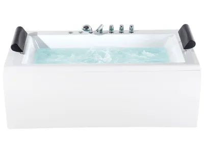 Obrázok produktu pre BELIANI Vírivá vaňa biela strieborná akrylát 172 x 83 cm voľne stojaca pre 2 osoby masážne trysky LED osvetlenie opierky hlavy kúpeľňa