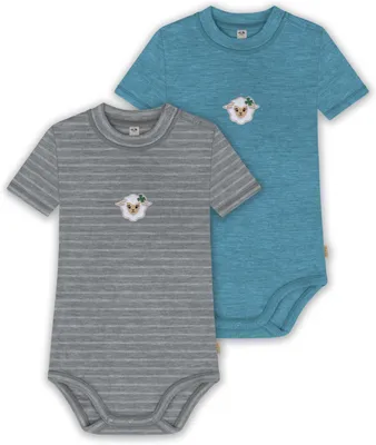 Produktbild von normani 2er Set Baby Kurzarmbody aus Wolle