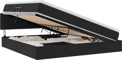 Zdjęcie produktu dla Łóżko z pojemnikiem LED vidaXL z materacem, czarne, 200 x 200 cm, aksamitne