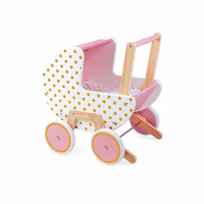 Produktbild von Janod Holz Puppenwagen Candy Chic - stilvolles Spielzeug für Kinder
