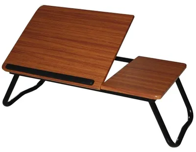 Image de Table d'appoint multifonctionnelle en noyer avec double plateau