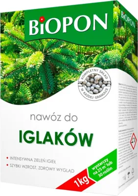Zdjęcie produktu dla Biopon Nawoz Do Iglaków Granulat 1 Kg Szybki Wzrost Zdrowy Wygląd Igieł