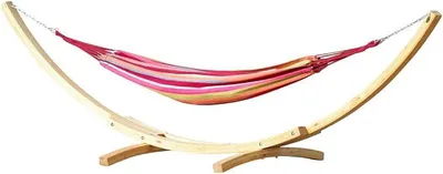 Produktbild von 410cm XXL Hängemattengestell Natur-Mona Hängematte mit Gestell aus Holz Lärche mit Tuchhängematte