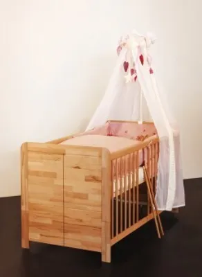 Produktbild von Babybett Kinderbett Babyzimmer kernbuche massiv, geölt