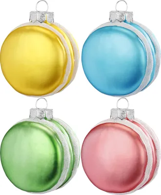 Produktbild von Christbaumschmuck Macarons Glas 7cm, 4 Stück