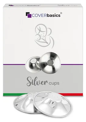 Productafbeelding van COVERbasics Zilveren borstbeschermers (SilverCups) Zilveren beschermhoezen voor de borst, geschikt voor tijdens het geven van borstvoeding. Medisch product, getest (standaard maat). One size