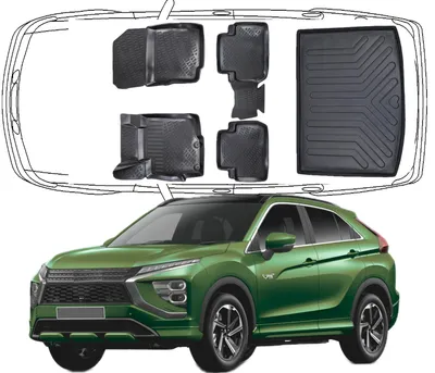 Produktbild von 3D Fußmatten & Kofferraumwanne Auto Set Kompatibel mit Mitsubishi Eclipse Cross 2017 – 2021 ** Kein Hybrid **