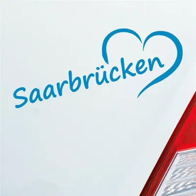 Produktbild von Auto Aufkleber Saarbrücken Herz Stadt City Liebe Love 20x8 cm Hellblau Sticker Heckscheibenaufkleber