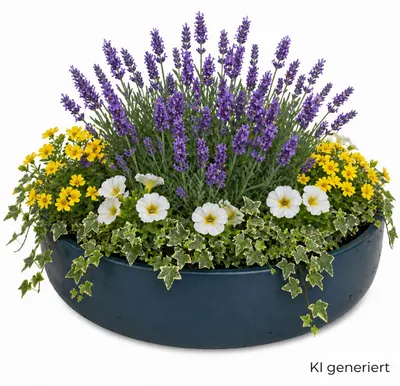 Produktbild von Ethan Pflanzschale Blau Größe XL Schale Glasfaser Stein Beton Deko Drinnen Draußen wetterfest, KI-generiertes Bild