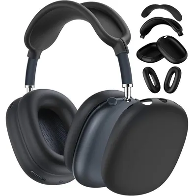Image de INF Coque en silicone 4 pièces pour AirPods Max 2 — Toucher doux, anti-rayures, lavable, compatible avec Apple AirPods Max 2 Le noir