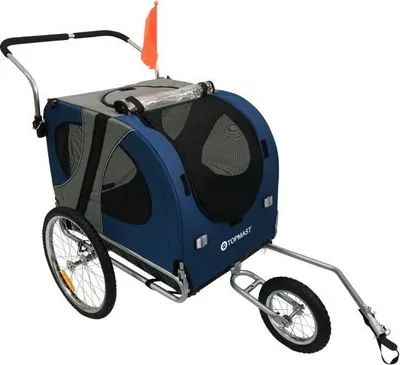 Produktbild von Hundefahrradanhänger Starline Original L – Blau – Mit Joggerfunktion – Faltbar – 2 in 1 Hundeanhänger & Hundebuggy – Fahrradanhänger für Hunde bis 40