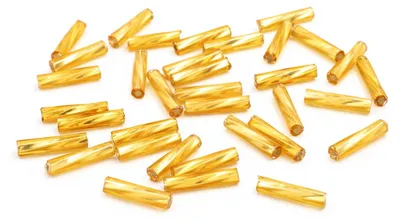 Produktbild von Vintageparts Gedrehte Glas Stiftperlen Goldfarben 15mm 37 Stück