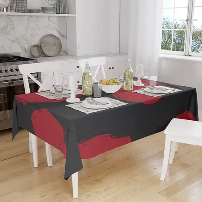 Tischdecke Polyester 140x160 cm Rot Schwarz Antischimmel