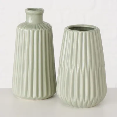 Produktbild von Vase Blumenvase Porzellan Esko hellgrün H 18 cm 2er Set