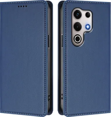 Image de Étui en cuir pour itel S25 Ultra, étui à rabat magnétique en cuirPolyuréthaneavec support, bleu foncé