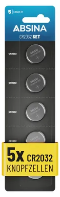 Produktbild von ABSINA Knopfzellen CR2032 3V 5er Pack - Batterien CR2032 auslaufsicher & mit langer Haltbarkeit - CR 2032