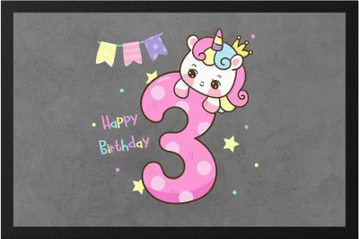 Produktbild von Happy Birthday Fußmatte Geburtstagskind Geburtstag Alles Gute Happy Birthday Party Einhorn Prinzessin