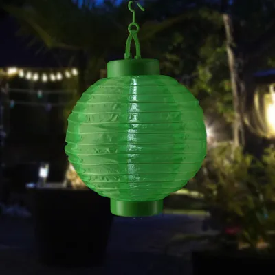Produktbild von LED Solar Lampion - 1 kaltweiße LED - H: 23cm - D: 20cm - Lichtsensor - grün