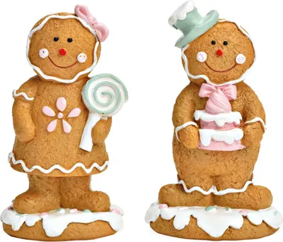 Image de Bonhomme en pain d'épices, set de 2 figurines de décoration de Noël 11 cm