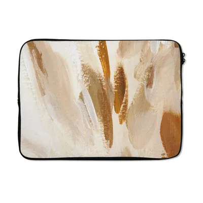 Produktbild von MuchoWow® Laptop Hülle 13 Zoll Weiß - Braun - Abstrakt Laptoptasche - Laptophülle - Sleeve - Rundumschutz