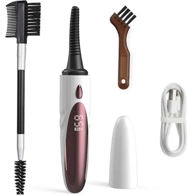 Obrázok produktu pre Elektrická kliešť na riasy Vyhrievaná kliešť na riasy Smart Eye Lash Curling Tool s displejom 4 teplotné režimy Nastaviteľná obojstranná kefka na riasenku Rýchle zahrievanie Nabíjateľná cez USB Prírodné a trvácne kozmetické nástroje na líčenie očí