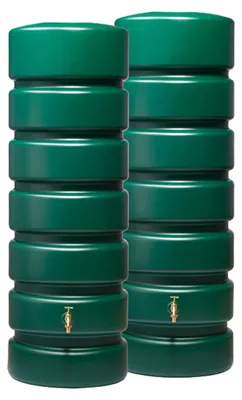 Produktbild von Garantia CLASSICO Gartentank-Set Regentonne Regenspeicher 1300 L (2x650 L), 165x60x192 cm (LxBxH), grün; 326035